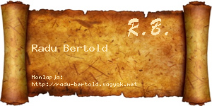Radu Bertold névjegykártya